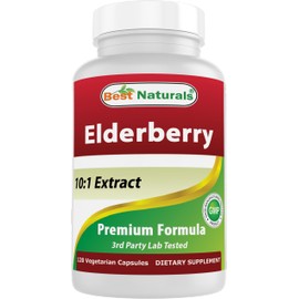 Best Naturals Elderberry Sambucus Nigra Extract 10:1 500 mg 120 Veg Capsules