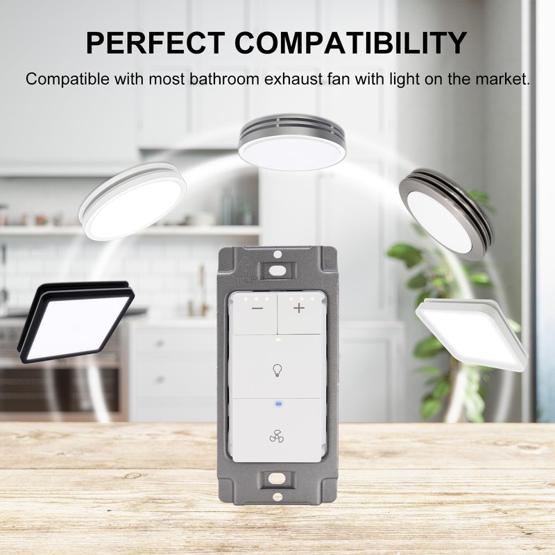 Akicon Dimmer Switch for Bathroom Fan, Fan Control and Dimmer