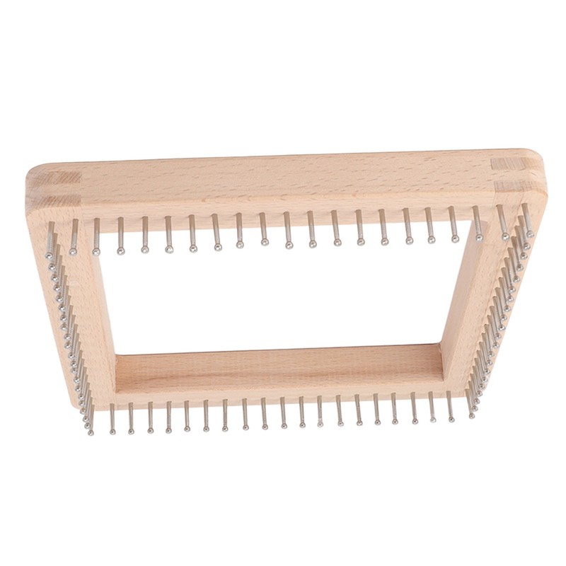 Mini Square Knitting Tool with Hooks Wooden Crochet Board for