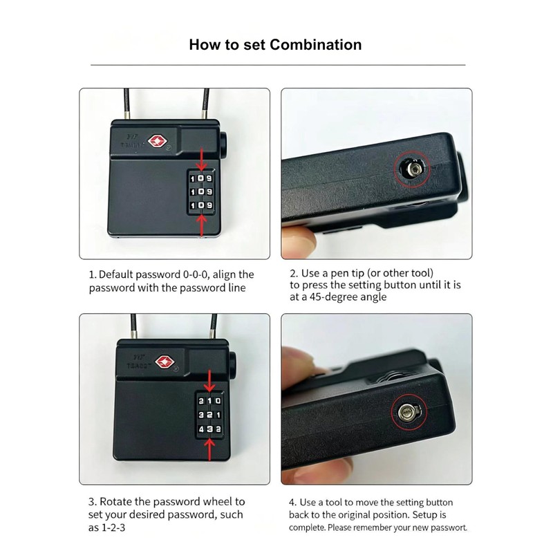 TSA Approved Luggage Lock with Hidden Tracker Compartment, 3 Digit