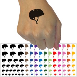 Skateboarding Sports Helmet Temporary Tattoo Water Resistant Fake Body Art Set Collection - White (One Sheet)