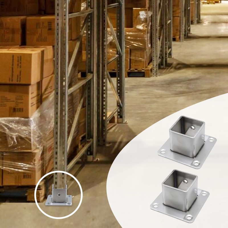 Wealrit 4 Pcs Square Post Bases Stainless Steel Flange Anchor