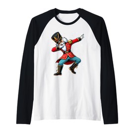 Dabbing Nutcracker Christmas Costume Matching Family Pajama Raglan Baseball Tee