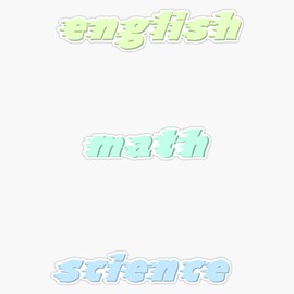 Colourful Basic School Subject Folder Labels Bumper Sticker Vinyl Decal 5"