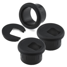 SDTC Tech 3-Pack 1 inch Desk Hole Wire Grommet Black Plastic Cable Cord Cover Organizers