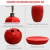 JHLAYKG Red Bathroom Accessories Set,4 Pcs Ceramic Bath Accessory Sets