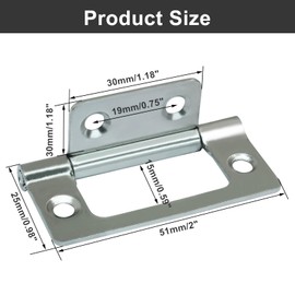 Litoexpe 12 Pcs Non-Mortise Door Hinges, 2 x 0.9 Inch Bifold Door Hinges with Screws for Variable Kitchen, Bathroom (Silver)
