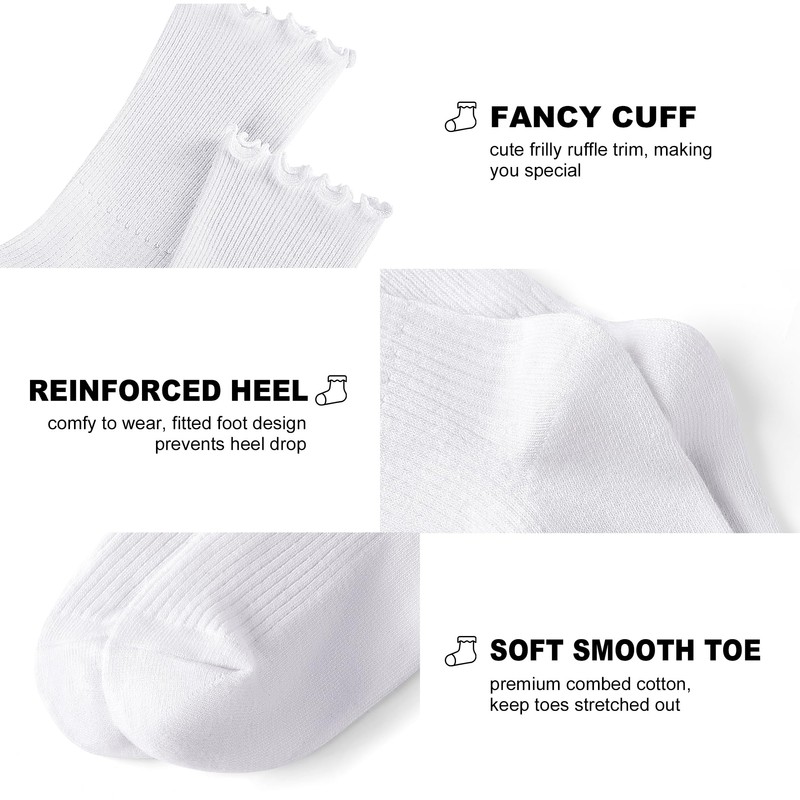 UTTPLL Ruffle Crew Socks Women Turn-Cuff Athletic Aesthetic Lettuce Socks