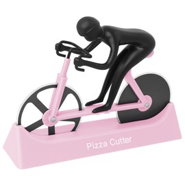 KUONIIY Pizza Cutters, Bicycle Pizza Cutter Dual Stainless Steel Super Sharp Blades Slicer with Non-Stick Coating, Pink