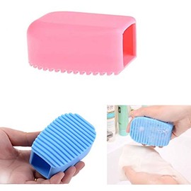 DNHCLL 2PCS Candy Color Mini Silicone Washboard Creative Handheld Laundry Washboard,Perfect for Cleaning Hard-to-clean Collars, Cuffs(Blue,Pink)