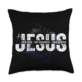 Tolle Geschenkidee für Christen zum Geburtstag Jesus Christ-Fashion for Christians-Way Truth Life Throw Pillow, 18x18, Multicolor