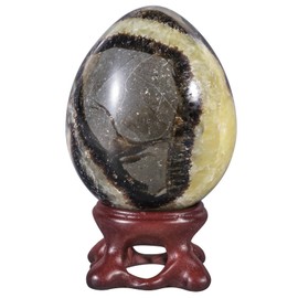 TUMBEELLUWA Natural Septarian Dragon Stone Egg with Display Stand, Polished Gemstone Eggs Healing Crystal Figurines Collectibles for Home Table Decor