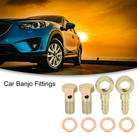 ACROPIX Universal 10mm Diameter Banjo Hose Barb Bolt Fittings Banjo Bolt with Washer Bronze Tone - Pack of 4