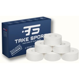 TAKE SPORT, NEUHEIT! Sporttape, Finger-Tape für Crossfit, Verbandband für sportliche Bandagen. Sportband, 6–12 Rollen Sportpflaster 2,5 x 10 m, 100 % Baumwolle, Zickzack-Rand, unelastisch. Weiß