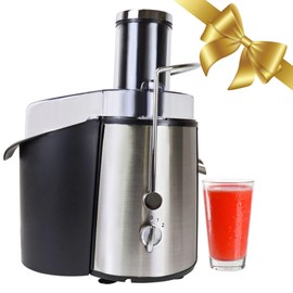 Total Chef Juicin' Juicer Wide Mouth Centrifugal Juice Extractor 3" Wide Feed Chute 700W 2 Speeds Surgical Steel Blade Easy to Clean Juicing Machine for Fruits Vegetables Greens Almond Milk