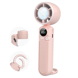 Handy Fan, Cooling Plate Included, 100 Levels of Airflow, Instant Cooling Sensation, Portable Fan, Powerful Cooling, 12H Long Continuous Fan, LED Display, Lightweight, Small, Tabletop Fan, Heatstroke Protection, Heat Protection, Handheld, Neck, Tabletop, Mini Fan, For Fireworks Festivals, Sports, Outdoors, Office, Telework, Father's Day Gift, Birthday Gift, Pink