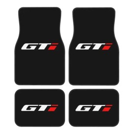 Car Floor Mats Set 4 Pcs Universal GTI Front and Rear Foot Mats with Non-Slip Rubber Backing Auto Accessories Fit for Most Carsize: universal, color: Black3