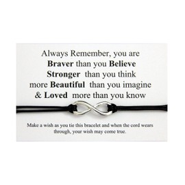 You are Braver Stronger Smarter Beautiful | Infinity Wish String Bracelet | Inspirational Gift for Friend Sister Daughter | Friendship Gifts | Best Friends Birthday Gifts