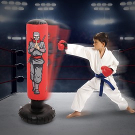 47 Inch Inflatable Kids Punching Bag with Boxing Gloves, Free Standing Punching Bag, Great Gifts for Children, Boys and Girls