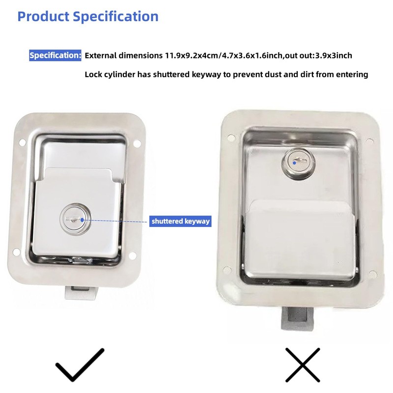 2 Pack Stainless Door Lock Heavy Duty Flush Mount Handle
