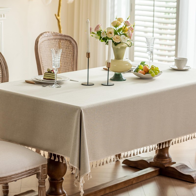 LSYMJ 1 Pack Heavy Duty Cotton Tablecloth Soft Wrinkle Resistant