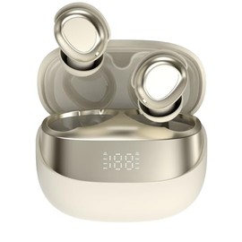 Lemin- Wireless Bluetooth 5.4 Earphones with Immersive HiFi Stereo, IPX7 Waterproof, 47 Hours In-Ear Sleep mode Headphones Carbon (Beige)