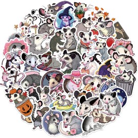 50 Pcs Cartoon Opossum Stickers for Kids Teens, Kawaii Stickers for Girls Boys, Party Favors & Decorations, Waterproof Starry Sky Cats Sticker Pack for Water Bottle Laptop Scrapbook (Opossum)