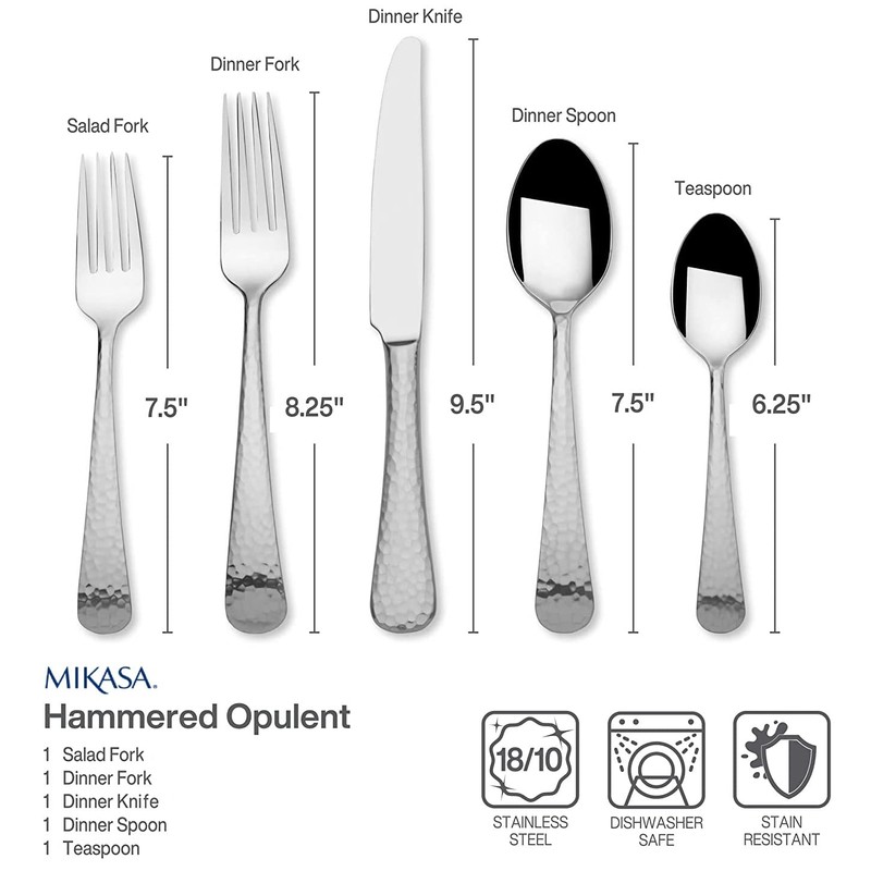 Mikasa Hammered Opulent 18/10 Stainless 5pc. Place Setting (Service for