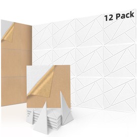 Art3dwallpanels 12 Pack Acoustic Panels 12" X 12" Soundproof Wall Panels Sound Dampening, 3D Self Adhesive Wall Decor Peel and Stick Absorbing Panels, White