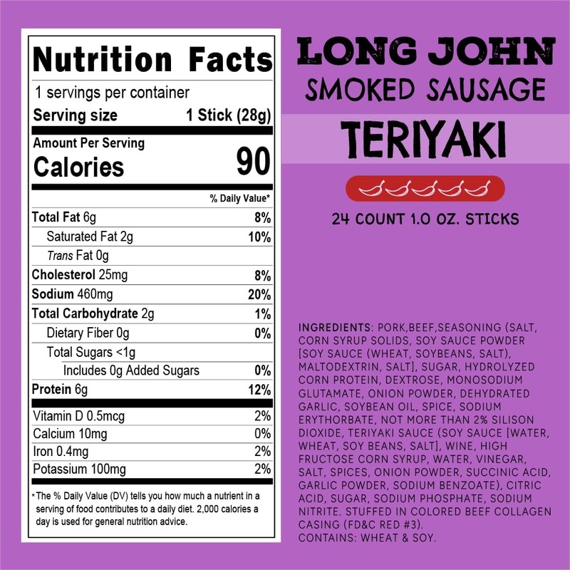 Long John Snacks Teriyaki Smokies – Pork & Beef Smoked