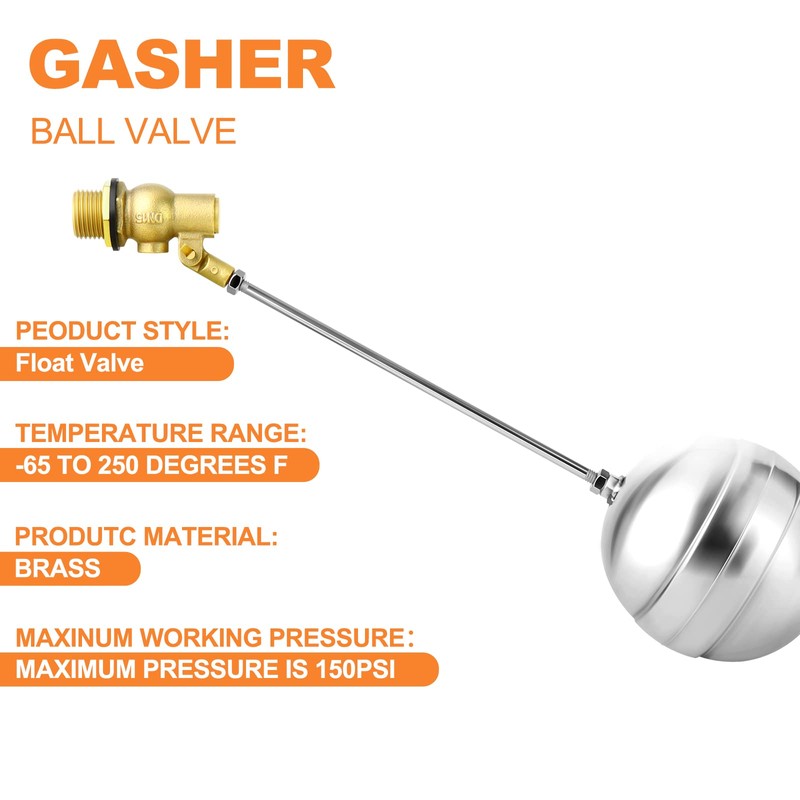 GASHER 1PCS 3/4" 304 Stainless Steel Float Ball Valve with