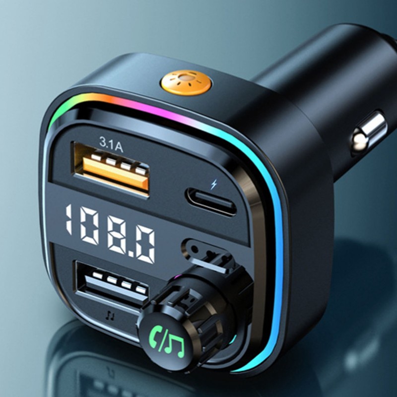 FM Transmitter Dual USB 1 Type C Multi Protection RGB
