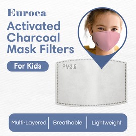 Euroca PM2.5 Carbon Activated Filters for Kids Face Mask Breathable Insert Protective Mouth Mask Anti Pollution Anti Haze Allergy Filters Replacement Outdoor & Indoor Activities (Child, 10 Pcs)