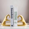 1Pair/2Piece Gold Heart Hands Book Ends, Heavy Duty Resin Decorative
