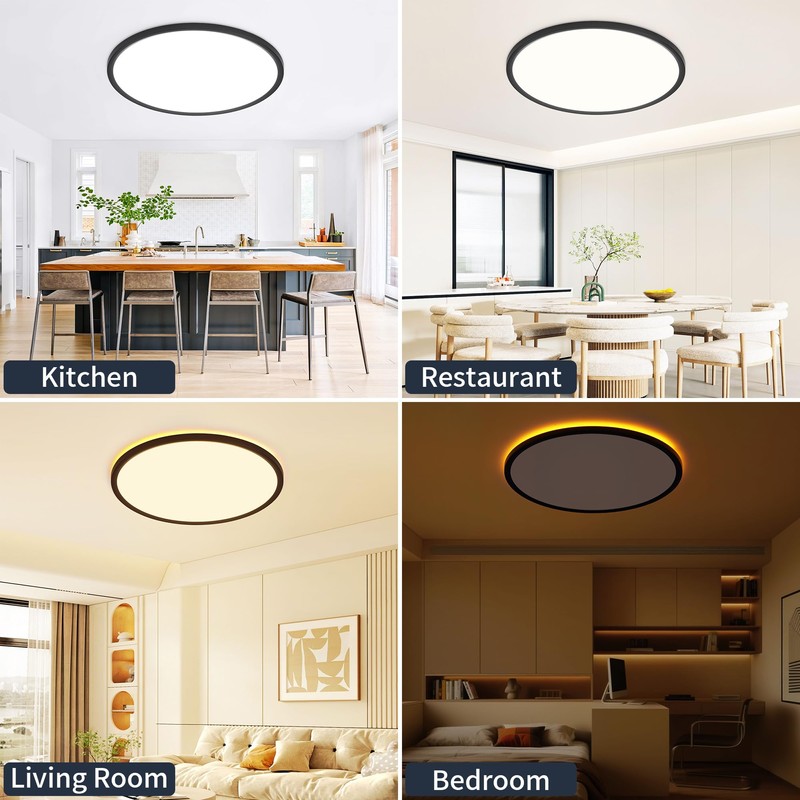 19 Inch Flush Mount Ceiling Light with Night Light, 45W