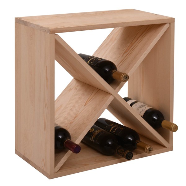 LJLB 24-Bottle Modular Wine Rack, Stackable Wine Storage Cube for