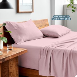 Bare Home Full Sheet Set - Luxury 1800 Ultra-Soft Stonewashed Microfiber - Double Brushed - Deep Pockets - Easy Fit - Breathable Bedding - Sheet Sets & Pillowcases (Full, Dusty Pink)