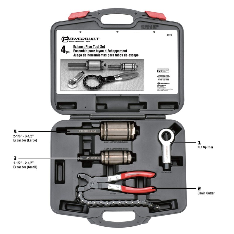 Powerbuilt 4 Piece Exhaust Pipe Tool Set, Repair Tailpipes, Expanders,