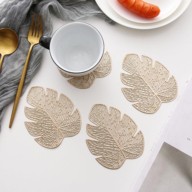 Anevous Set of 4 Monstera Leaf Coasters, Drinks Coasters, Table