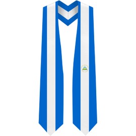 Nicaragua Flag Graduation Stole - Fits All Body Types - Nicaraguan Study Abroad International Stole - Premium Quality Nicaraguan Graduation Sash