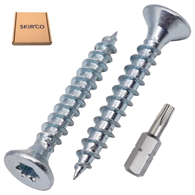 SKIR'CO (50 pcs) Zinc Plated Steel Wood Screws 5.0 x