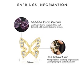 VYYU Butterfly Earrings for Women Girls - Hypoallergenic Ear Studs, Gold Stud Earrings Girls Jewellery for Daughter Granddaughter Niece Sister Valentines Christmas Birthday Gifts