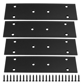 laffoonparts 4Pcs 169x48x2mm/6.77 x 4.5 x 0.65 Inch Mending Plate, Black Stainless Steel Metal Flat Straight Brace Bracket, Double-Wide Joining Plate for Cabinets, Bookshelves and Tables