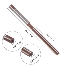 sourcing map Hand Reamer 4.5mm Alloy Tool Steel H8 6 Straight Flutes Hand Milling Cutter Tool Metric Reaming Drill Bit for Metal