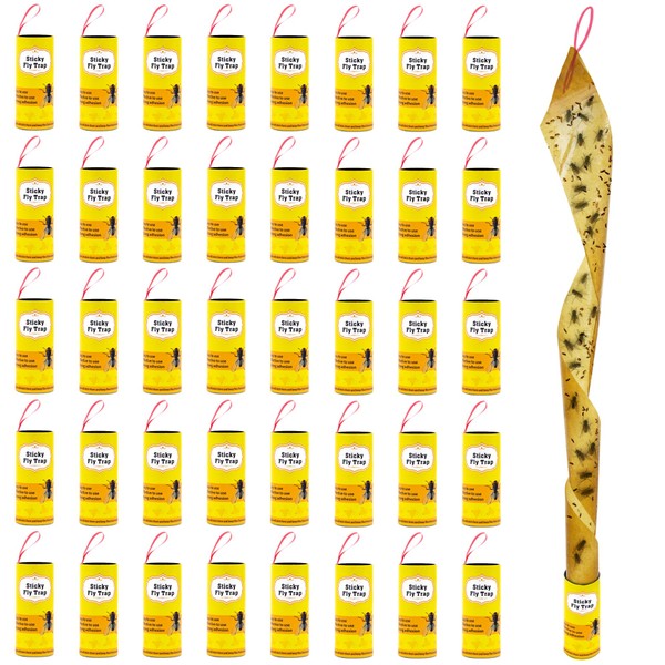 40 Packs Fly Strips, Fly Traps Indoor/Outdoor for Home Hanging,