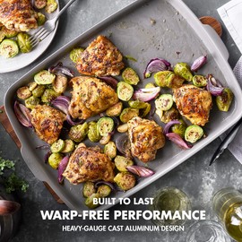 GreenPan Premiere Ovenware Healthy Ceramic Nonstick 13" x 9" Quarter Sheet Baking Pan, PFOA & PFAS-Free, Warp-Free Bakeware, Durable Quick Heating, Oven & Broiler Safe to 600F, Dishwasher Safe, Gray