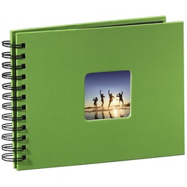 Hama Fine Art Photo Album, 50 Black Pages (25 Sheets), Spiral Bound Album 24 x 17 cm, with Cut-Out Window in which a Picture can be Inserted, Apple Green