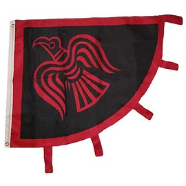 JumpingLight 3x4 Viking Raven Red Black 150D Woven Poly Nylon Flag 4x3 Banner Heavy Duty - Quality Flags