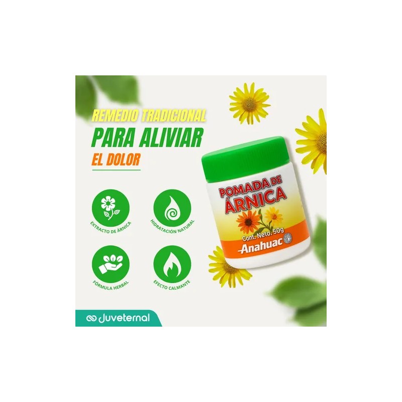 Anáhuac Pomada Árnica, Alcanfor y Guayacol, Alivio Rápido a Golpes