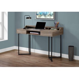 Monarch Specialties Computer Desk-Modern Contemporary Style-Laptop Table for Home & Office with Hutch Drawers and Shelves, 48" L, Dark Taupe